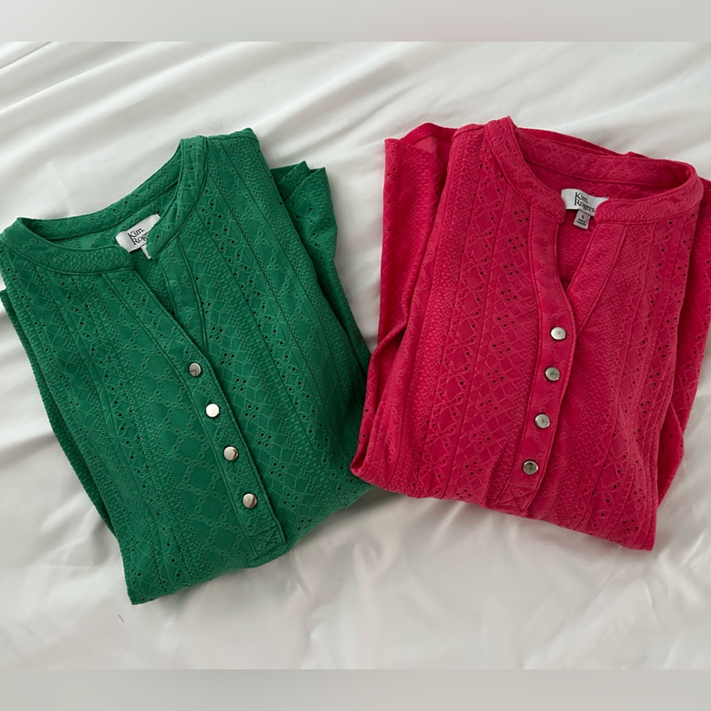 Kim Rogers Colorful Summer Blouse Bundle EUC Casual Coastal Brunch Outfit